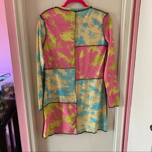 LAST CHANCE The Ragged Priest Color Block Tie Dye Long Sleeve Mini Dress - Picture 2 of 3
